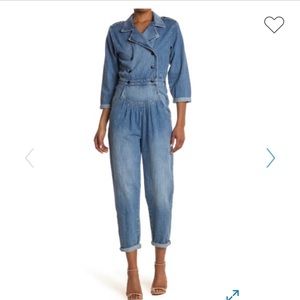 FRAME Military Double Breasted Denim Jumpsuit M